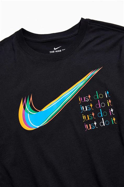 Nike Cotton Sportswear Multicolor Logo Long Sleeve Tee In Black For Men