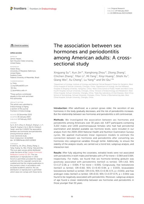 Pdf The Association Between Sex Hormones And Periodontitis Among