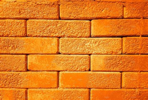 Horizontal Orange Brick Wall Texture Featuring Horizontal Orientation