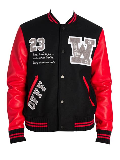 Off White Co Virgil Abloh Wool Varsity Jacket In Red For Men Lyst