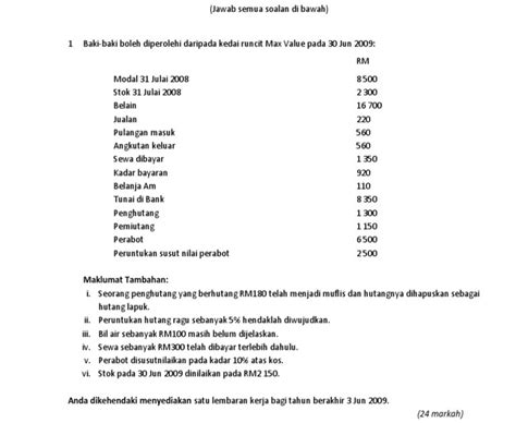 Soalan Prinsip Perakaunan Tingkatan 4  MALAUKUIT