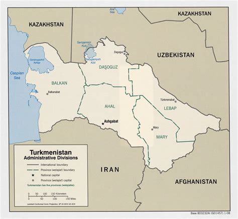 Detailed Administrative Map Of Turkmenistan Turkmenistan Detailed