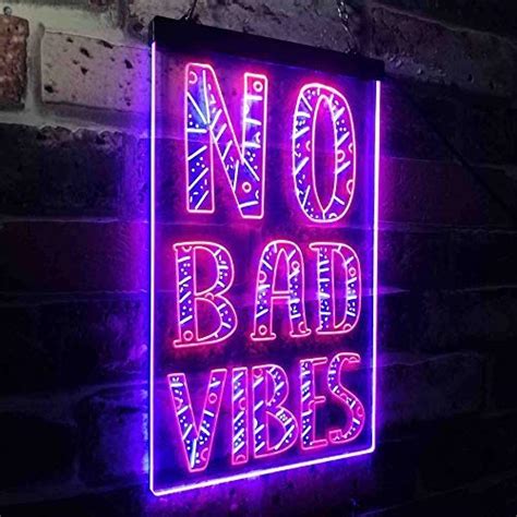 No Bad Vibes Led Neon Light Sign Way Up Ts