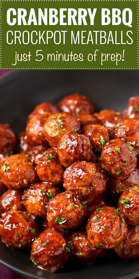 Cranberry Bbq Crockpot Meatballs The Chunky Chef