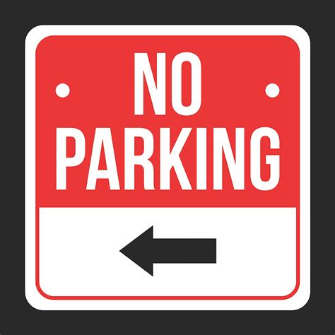 No Parking Print Black White And Red With Left Wards Arrow Plastic