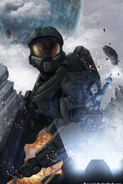 Master Chief And Cortana Battle Artist Entry By Freaxel Print Image