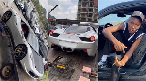 Zinoleesky Splash 300000 On A Brand New Ferrari Car As He Pepper Seyi