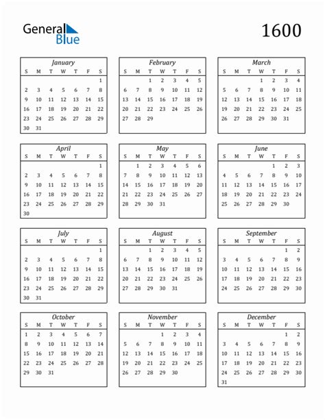 Free 1600 Calendars In Pdf Word Excel
