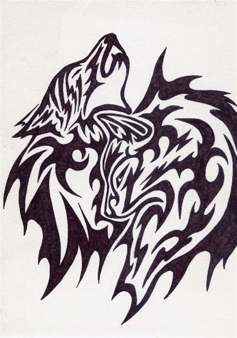 Two Wolves Tribal Tattoo Wolf Tattoos Tribal Tattoos Animal Tattoos