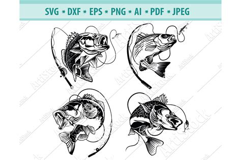 Bass Fishing Svg Fishing Svg Fishing Hooks Png Dxf Eps SVGs Design Bundles