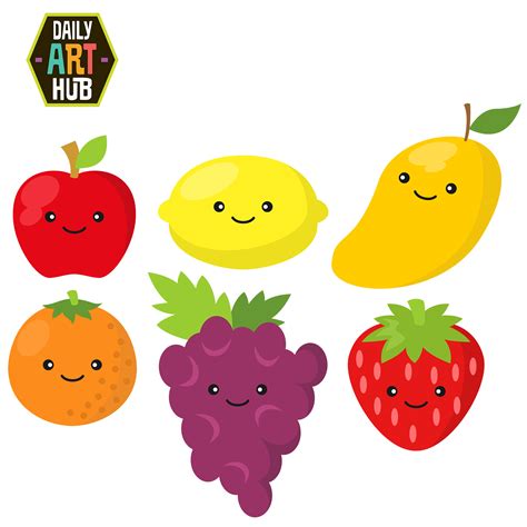 Cute Fruits Clip Art Set Daily Art Hub Free Clip Art