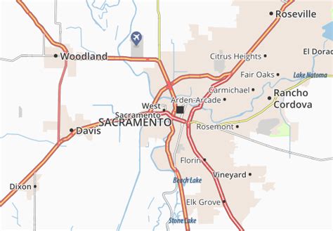 Kaart Michelin West Sacramento Plattegrond West Sacramento Viamichelin