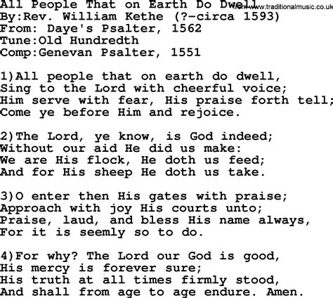 All People That On Earth Do Dwell Lyrics