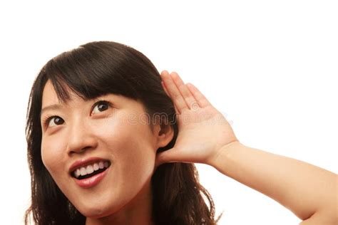 Woman Listening With Ridiculously Big Ear Stock Photo Image Of Gossip