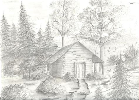 House plans cad blocks fo format dwg. Shack In The Woods Drawing by Robert Stewart