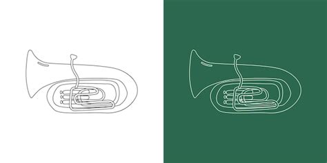 Premium Vector Tuba Line Drawing Cartoon Style Brass Instrument Tuba