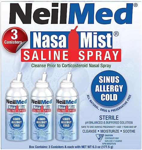 Neilmed Nasal Mist Saline Spray Sinus Allergy Cold All Natural Ph
