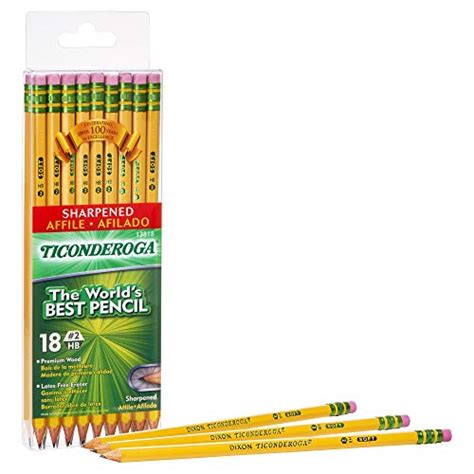 TICONDEROGA Pencils Wood Cased 2 HB Soft Pre Sharpened With Eraser