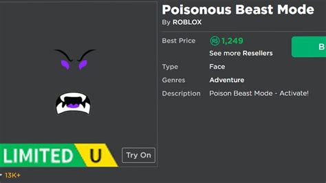 What If Poisonous Beast Mode Went Limited Roblox Youtube
