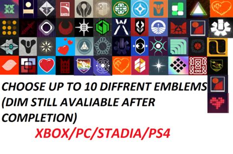 Destiny 2 Emblem Package Choose 10 Emblems No Code Ps4pcxbox