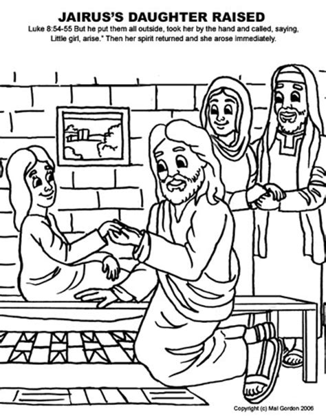 Jairus Daughter Free Colouring Pages