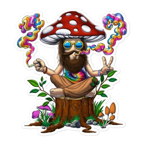 Hippie Magic Mushroom Stoner Psychedelic Sticker Psychonautica