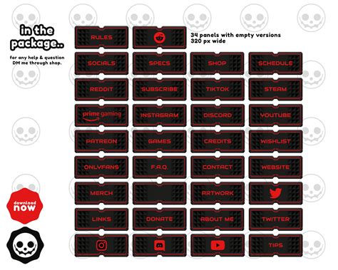 Black And Red Twitch Pack Streamer Pack Panels Overlays Etsy Canada