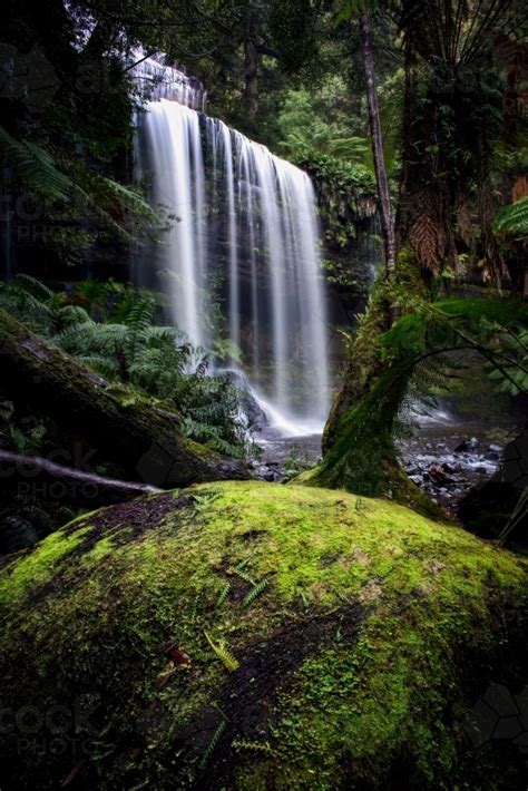 Image Of Waterfall With Moss In Foreground Austockphoto
