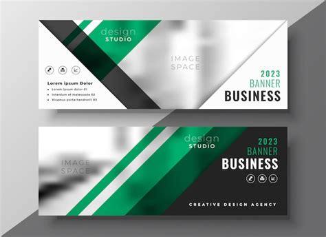 Professional Green Geometric Business Banner Template Vector Free