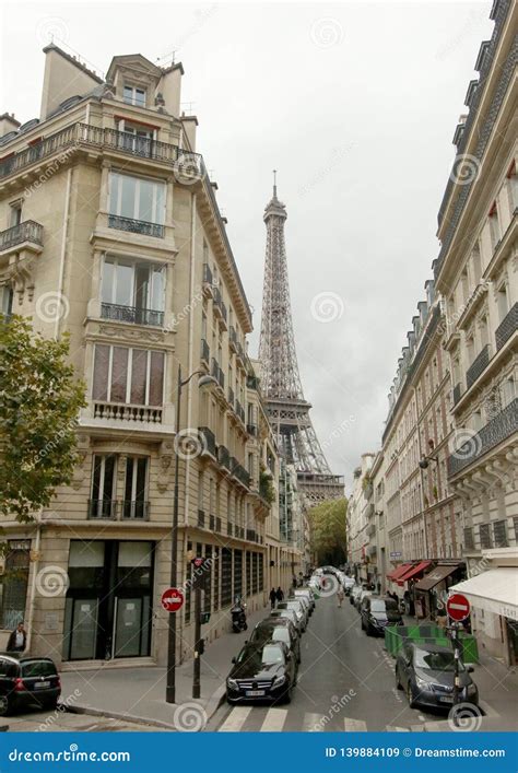 Eiffel Tower Through The Streets Paris France Editorial Stock Image
