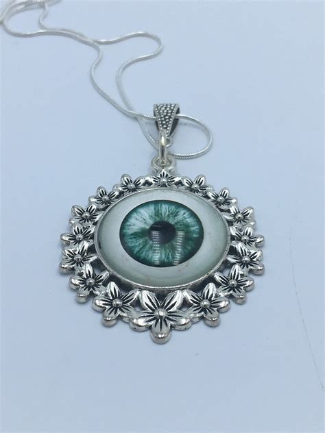 Glass Blue Eye Cabochon Pendant Necklace Human Doll Eyes Etsy Canada