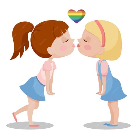 Premium Vector Two Girls Kissing Valentines Day Lesbians Lgbt Cartoon Flat Characters