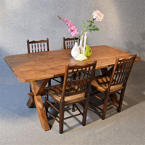 Or go the opposite direction and couple a sleek, lacquered table with wooden café chairs. Kitchen Dining Table Solid English Oak 6' Long - Antiques Atlas