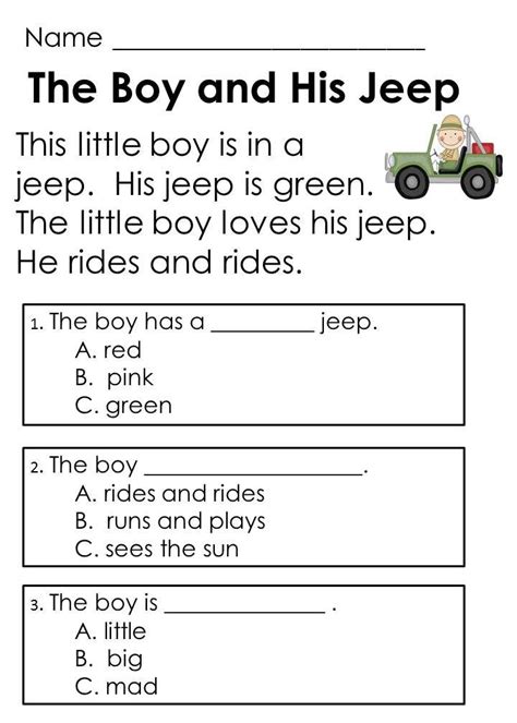 These reading worksheets will help kids practice their comprehension skills. Image result for simple reading text for grade 1 | Reading ...