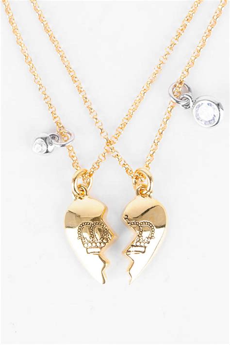 Best Friends Forever Split Heart Necklace In Gold 68 Tobi Us