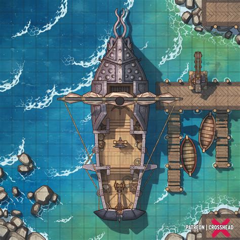 Galleon At Dock Battlemap Dnd World Map Fantasy World Map Dungeons