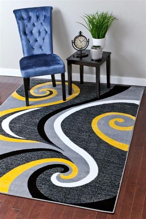 Gray Yellow Abstract Contemporary Area Rugs Modern Rugs Yellow Area