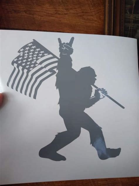 Sasquatch Flag Decal Bigfoot Carrying Flag Bigfoot Decals Etsy