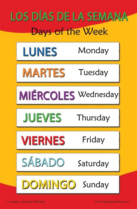 Free Printable Days Of The Week In Spanish Printable Word Searches