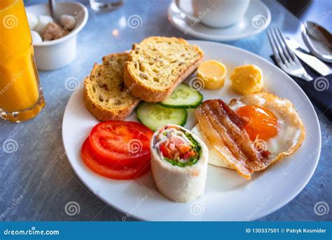 Plate With Continental Breakfast Stock Image Image Of Close Morning 130337501