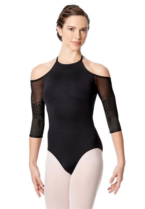 Trusa Floral Mesh 34 Sleeve Leotard Justyna Color Negro Talla S