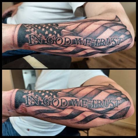 Forearm In God We Trust Tattoo