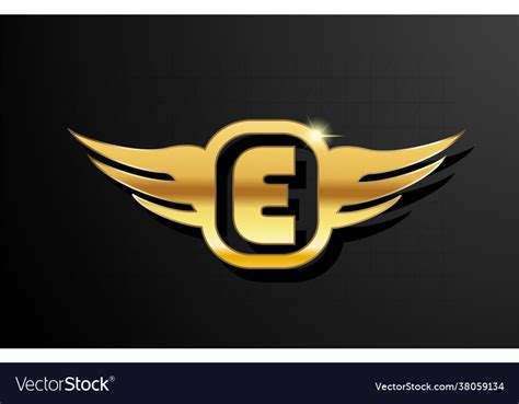 E Gold Letter Logo Alphabet For Business Vector Image