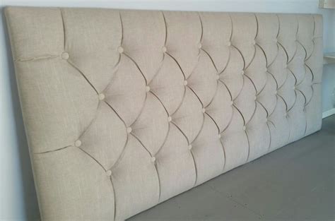 King Natural Linen Tufted Upholstered Headboard Custom Wall Mounted