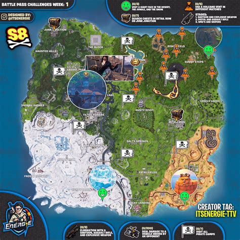 Fortnite Cheat Sheet Map For Season 7 Week 5 Challeng