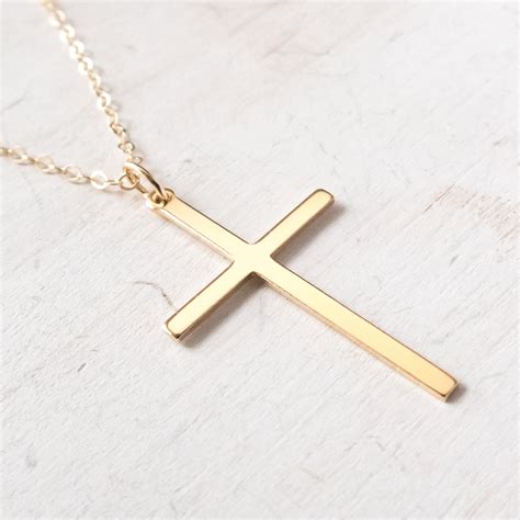 Skinny Cross Necklace In Gold Filled Large Cross Pendant Adjustable