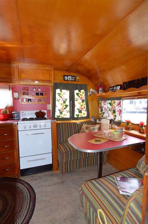 Red Tabletop And Countertops Vintage Camper Interior Camper Interior