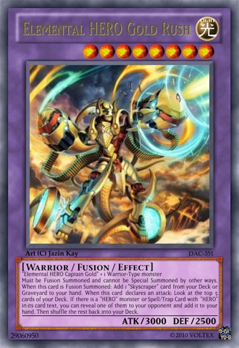 Hero cards are unit cards resembling characters and abilities from dota 2. Elemental HERO Gold Rush (old Fusion update) - Advanced Card Design - Yugioh Card Maker Forum