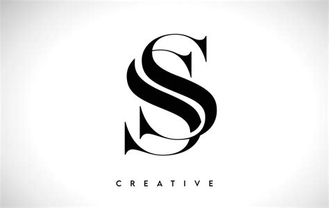Ss Artistic Letter Logo Design With Serif Font In Black And White