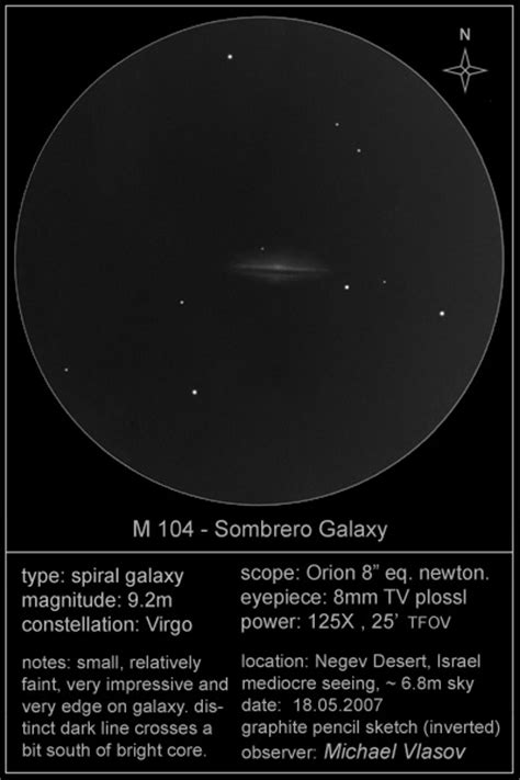 M 104 The Sombrero Galaxy Size Large Sketches Photo Gallery